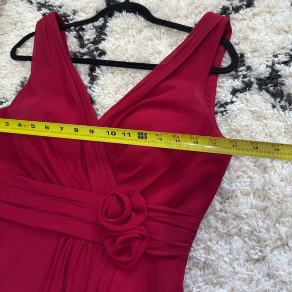 Bill Levkoff Red Chiffon Maxi Gown Bridesmaid Formal Evening Dress Size 10 - Picture 6 of 9